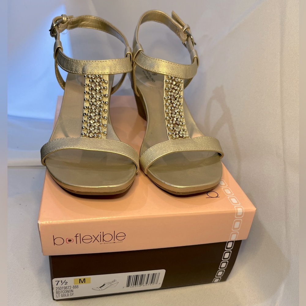 Gold wedge sandals